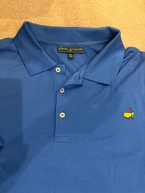 Masters Collection Blue Polo Shirt with Embroidered Logo